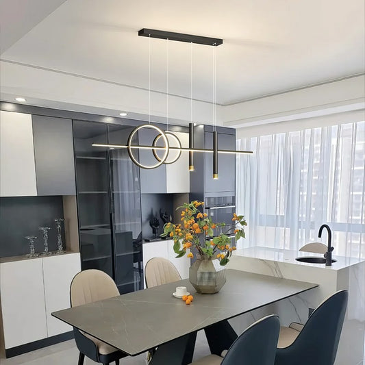 Lustre Suspendu Vertical Double Anneau <br> Inverso
