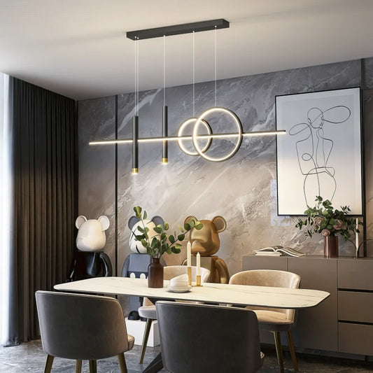 Lustre Suspendu Vertical Double Anneau <br> Inverso