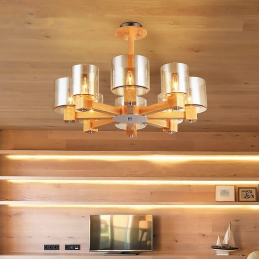 Lustre Bois Ampoule <br> Gonna