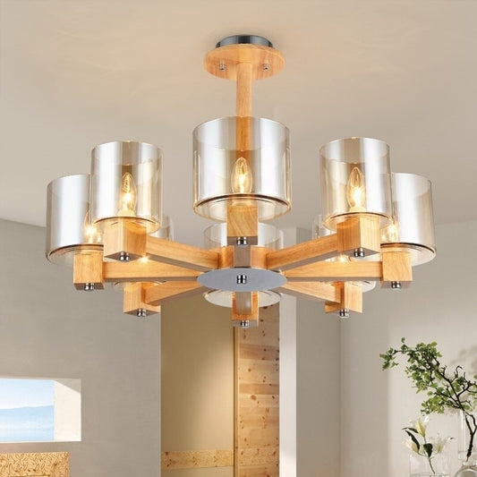 Lustre Bois Ampoule <br> Gonna