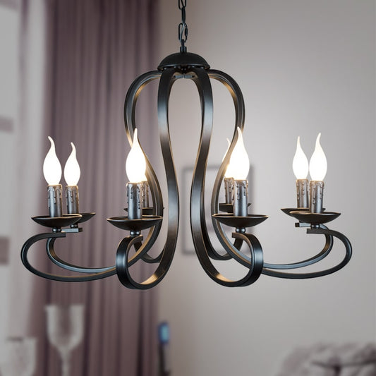 Lustre Fer Forgé Noir <br> Tradizionale
