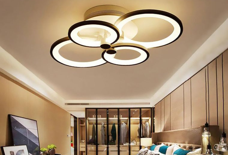 Plafonnier LED lampe de plafond pour salle à manger chambre luminaire  feuille géométrique simple moderne à 3 modèles