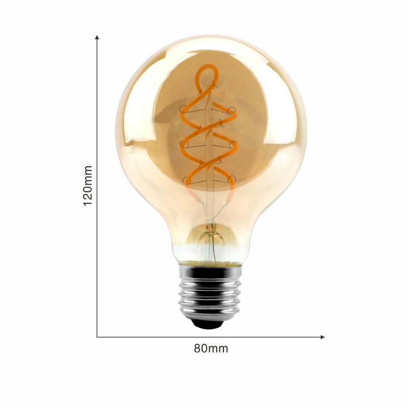 Ampoule LED G80 Filament <br> Culot E27 (Ambrée)