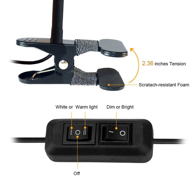 Miady Lot De 2 Lampes De Bureau à Pince LED Rechargeables 18 LED – 3 Luminosités, Flexible 360°, Lecture Nuit Étude Travail