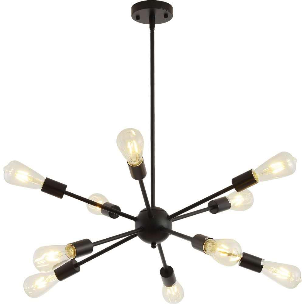 Plafonnier en laiton moderne Spoutnik finition chromée 12 bras lustre Plafonnier en laiton moderne Spoutnik finition chromée 12 bras lustre